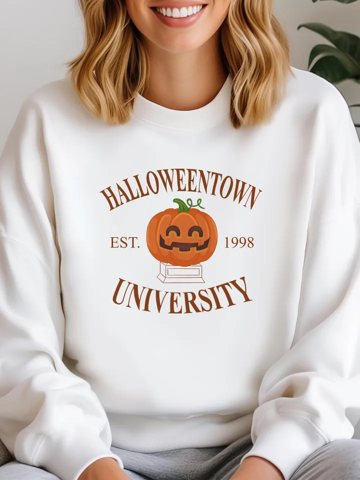Дизайн сублимации на Хэллоуин, клипарт PNG на Хэллоуин, клипарт HalloweenTown, дизайн университета на Хэллоуин, дизайн футболки на Хэллоуин