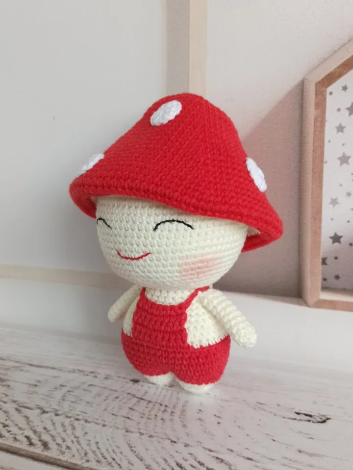 Crochet mushroom doll, Xmas gift toy Toadstool , birthday gift for kids,