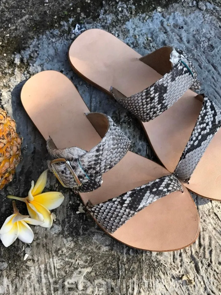 Python skin sandal | Women summer sandals | leather flops | genuine python skin shoes | summer shoes | flat woman shoes | designer sandal