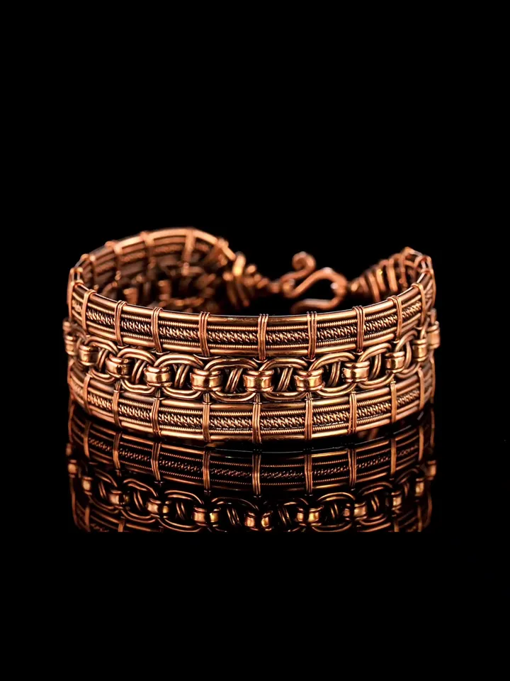 Handmade copper bracelet Unique wire wrapped metal bangle Antique style jewelry