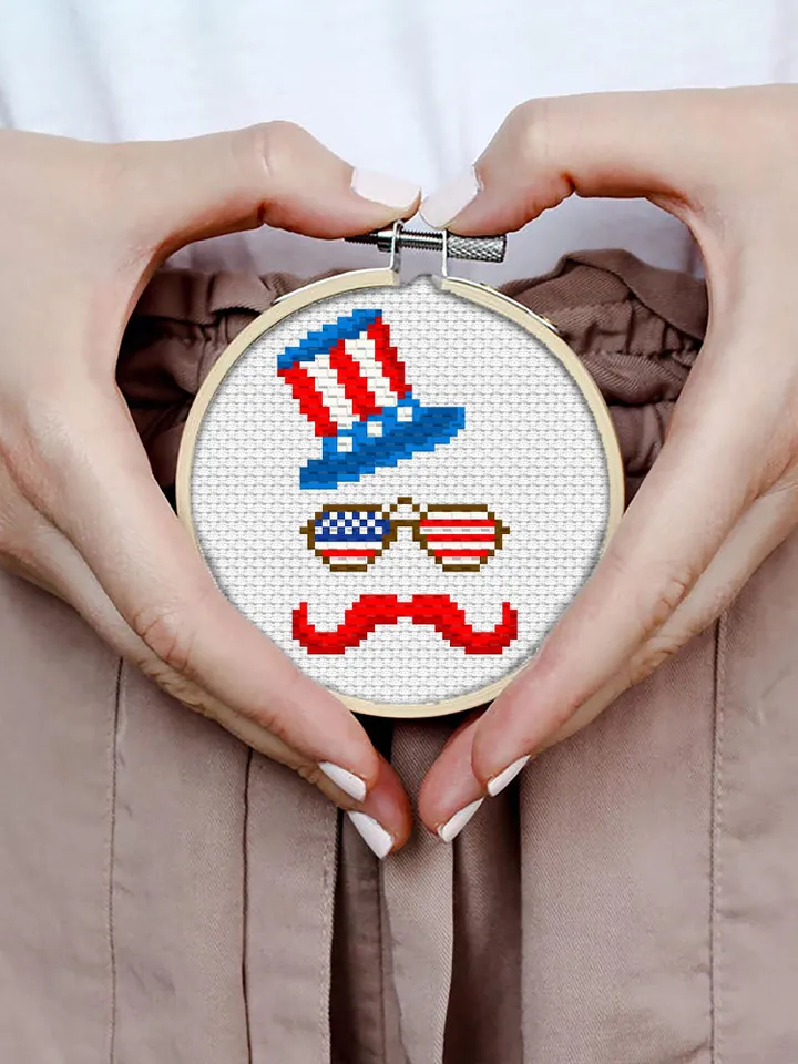 USA hat cross stitch pattern PDF download Independence Day 4th of July, Patriotic cross stitch chart, Uncle Sam Hat Mini cross stitch #T19