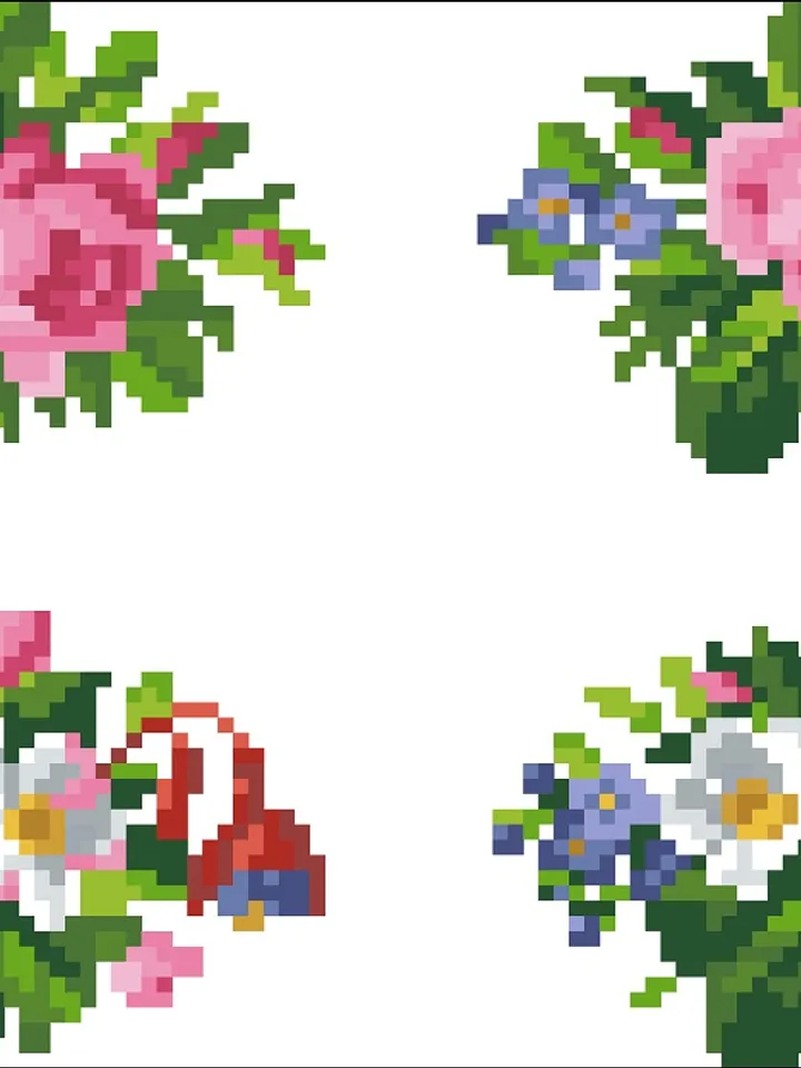 Antique Cross Stitch Pattern Miniature Bouquets Digital Download PDF
