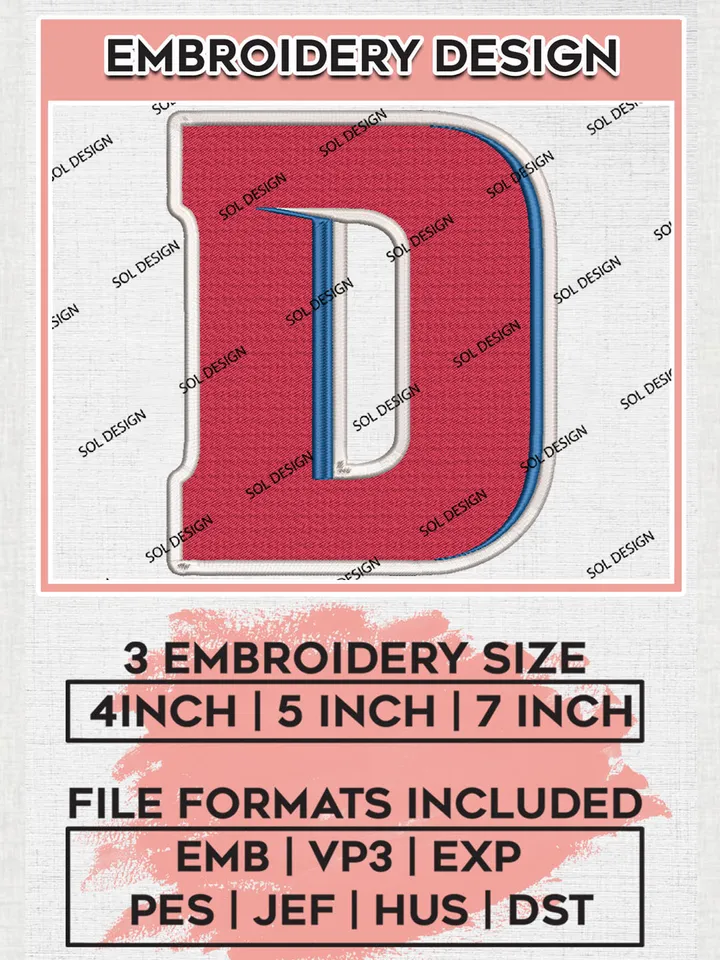 Detroit Mercy Titans Team Letter Logo Embroidery Design Files, NCAA Detroit Mercy Titans Machine Embroidery, NCAA Teams, Game Day, 3 sizes, NCAA Machine embroidery designs, Digital Download