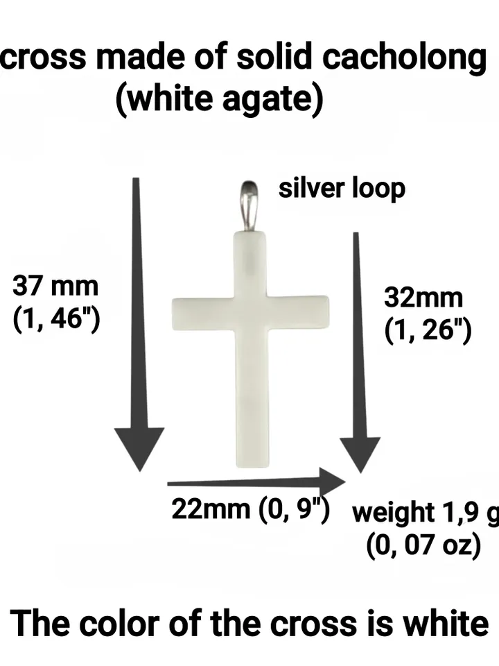 Christian cross made of solid white agate.