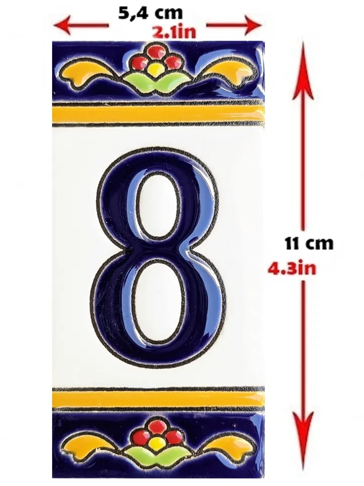 Ceramic letters and numbers 11cm (4.3") for the wall - Hand-glazed in Spain - "MARBELLA" models - Ceramic letters number -