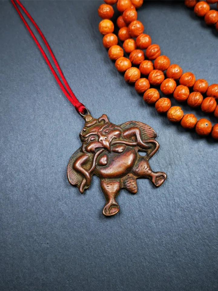 Gandhanra Antique Tibetan Buddhist Amulet,Garuda,Garula,Suparna,Golden-winged Bird Pendant,Made of Red Copper,2.16"