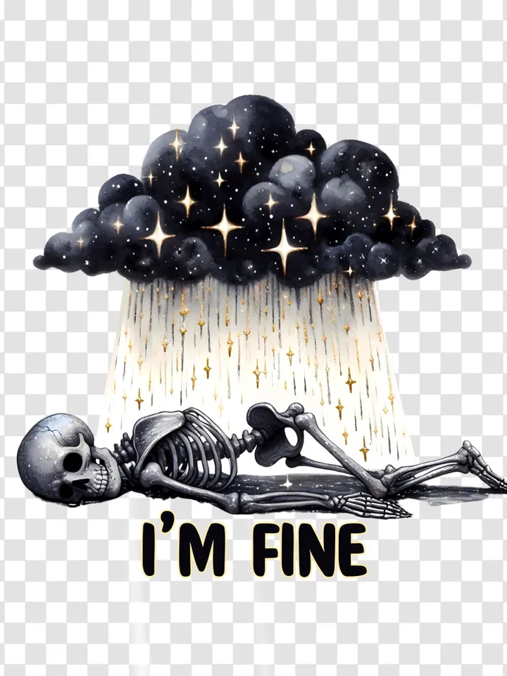 Snarky Skeleton PNG clipart, Mentally Exhuasted PNG, I’m fine funny sublimation design, Tshirt sublimation design, Spooky Clipart, Halloween