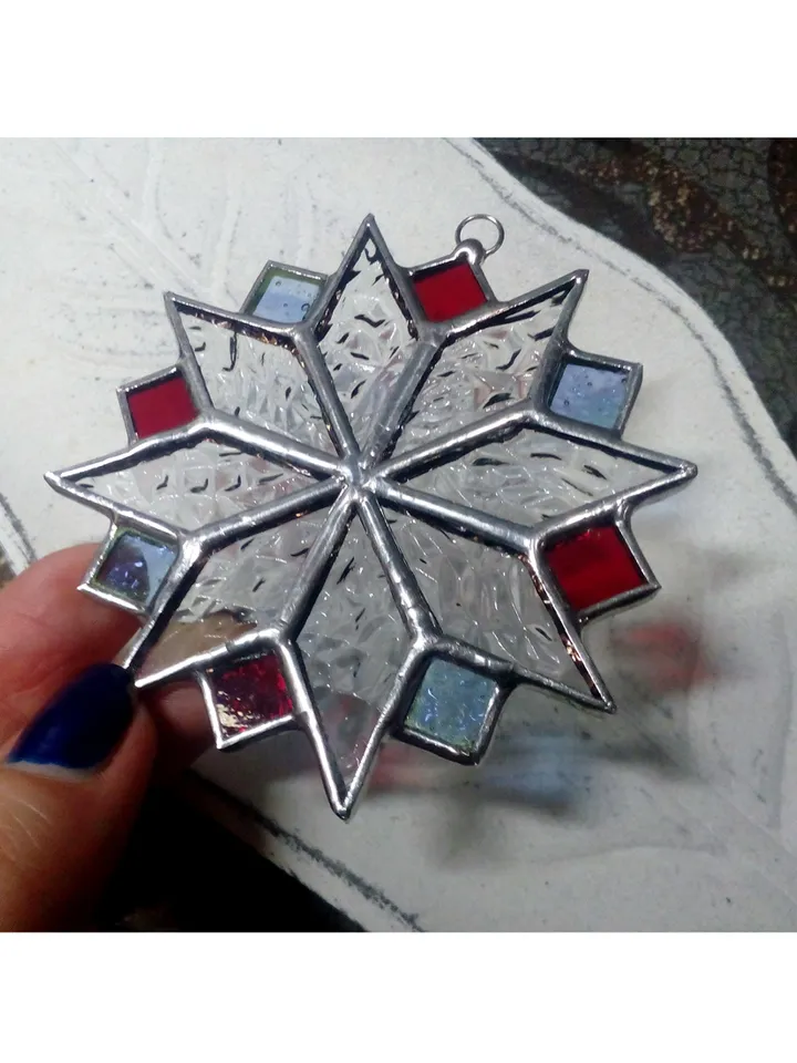 Christmas decorations, snowflake suncatcher, christmas tree star, new year tree toy, hygge christmas