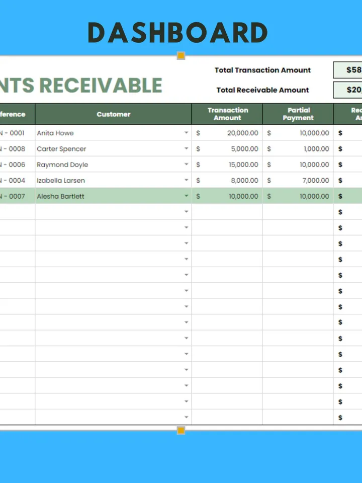 Accounts Receivable Template, Editable Google Sheets, Easy to Use, Digital Download for Small Businesses, Freelancers, Service Providers