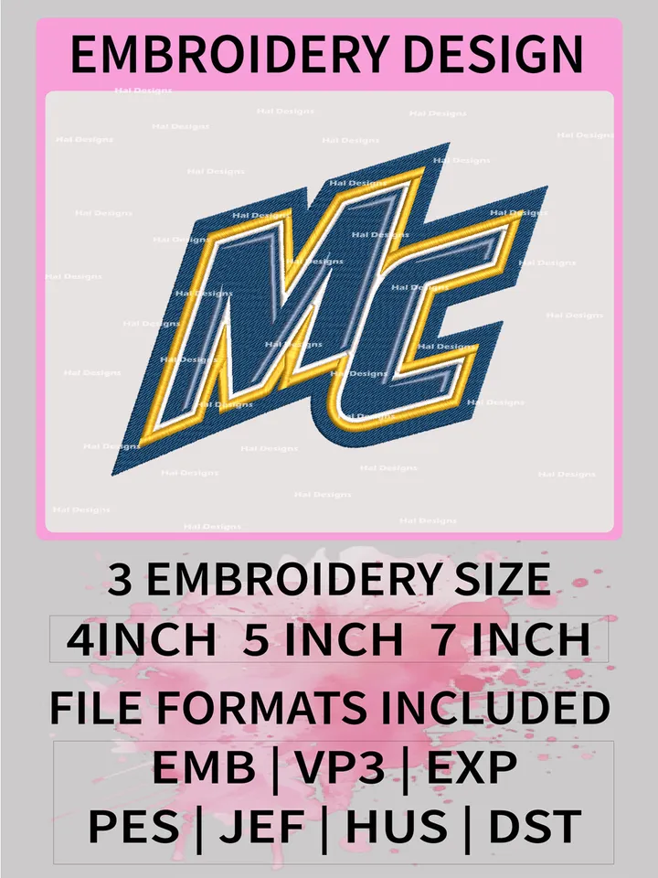 NCAA Merrimack College Embroidery File, 3 Sizes, 6 Formats, NCAA Machine Embroidery Design, NCAA Logo, NCAA Teams