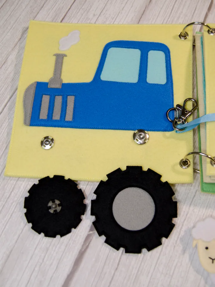 Two pages for quiet book, PDF, SVG Pattern and Tutorial. Tractor and Trailer