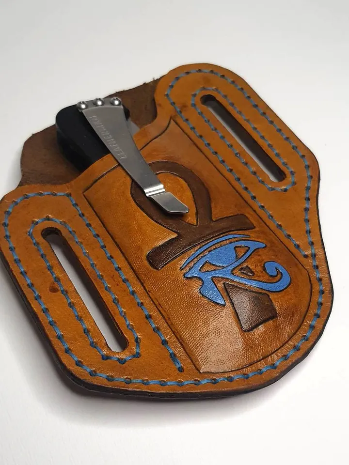 knife sheath, leather knife guard, knife pouch, knife and sheath, custom knife sheath, edc knife,customized handmade, ankh, leather sheath.