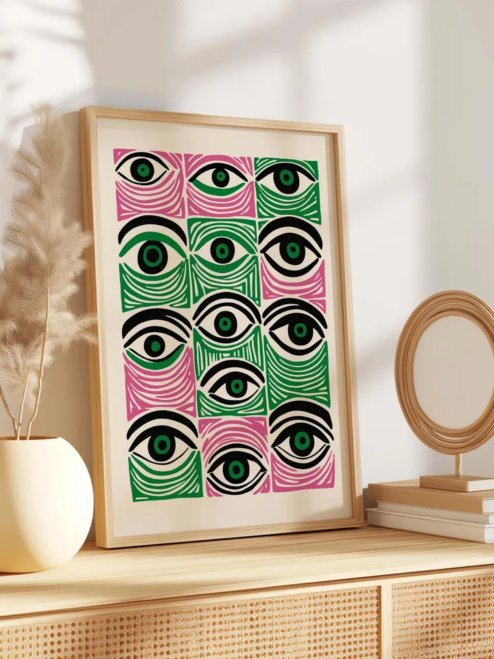 Abstract Eye Wall Art, Colorful Modern Eye Prints, Minimalist Digital Eye Poster Set, Vibrant Home Office Decor, Instant Digital Download