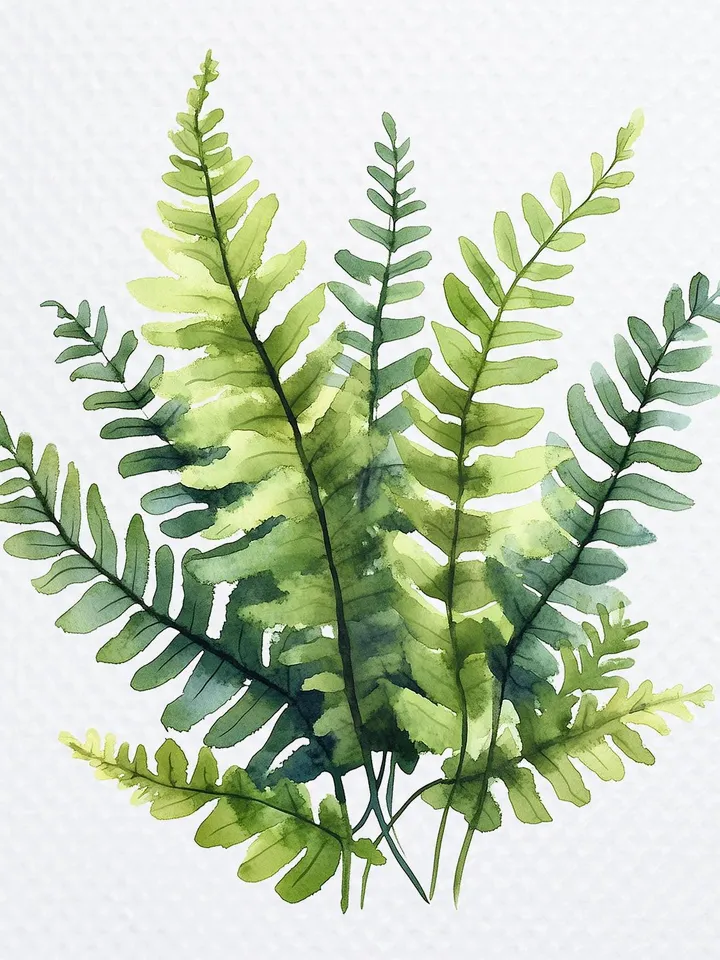 12 Forest Fern Leaves PNG bundle, Printable Watercolor Fern Clipart for sublimation, Digital download, Paper craft, junk journals