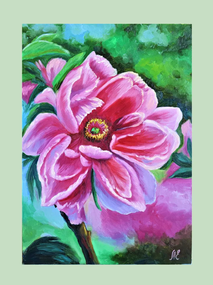 Original Oil Painting Beauty of Peony Wall Art Flower Hyperrealism on Canvas