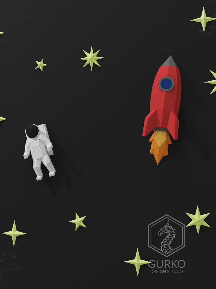Space Papercraft, Digital Template, PDF Download, Gurko, 3D Low Poly, Pepakura, DIY Origami Sculpture, Paper Decor, DIY Gift