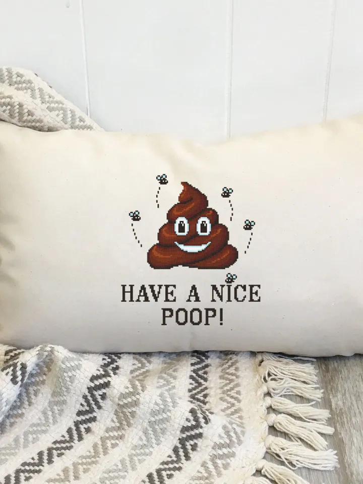 Poop emoji cross stitch pattern Have a nice poop Instant download PDF, Funny cross stitch quote, Kawaii cross stitch chart, Home decor #Q5
