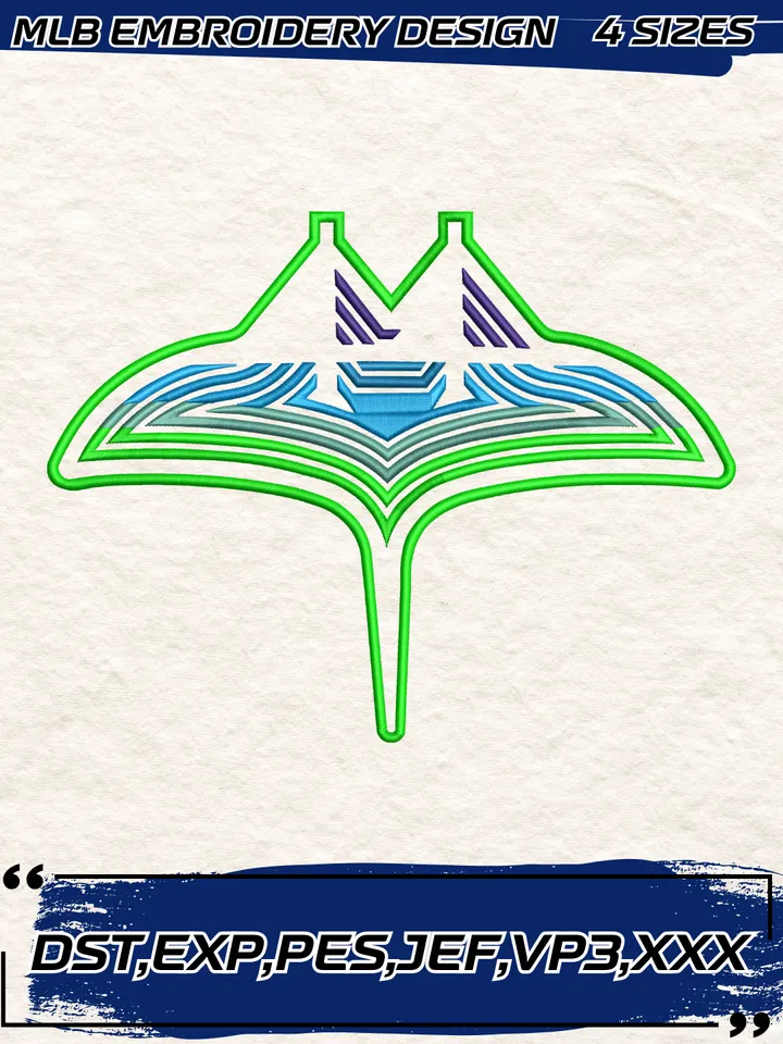 Tampa Bay Rays Cap Logo Embroidery Design,MLB Embroidery Design,Machine Embroidery Design File,4 Sizes, Digital Download