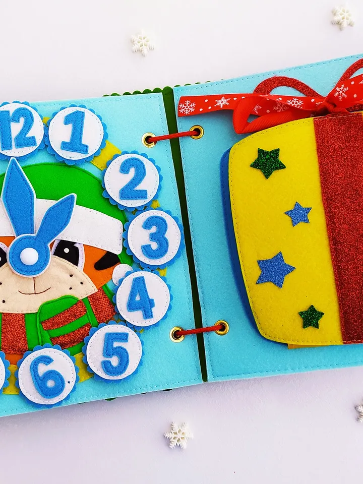 Christmas Quiet Book pattern PDF toddler, Santa's Felt book svg, Baby activity book pdf, Sensory book kids, felt sewing pattern baby