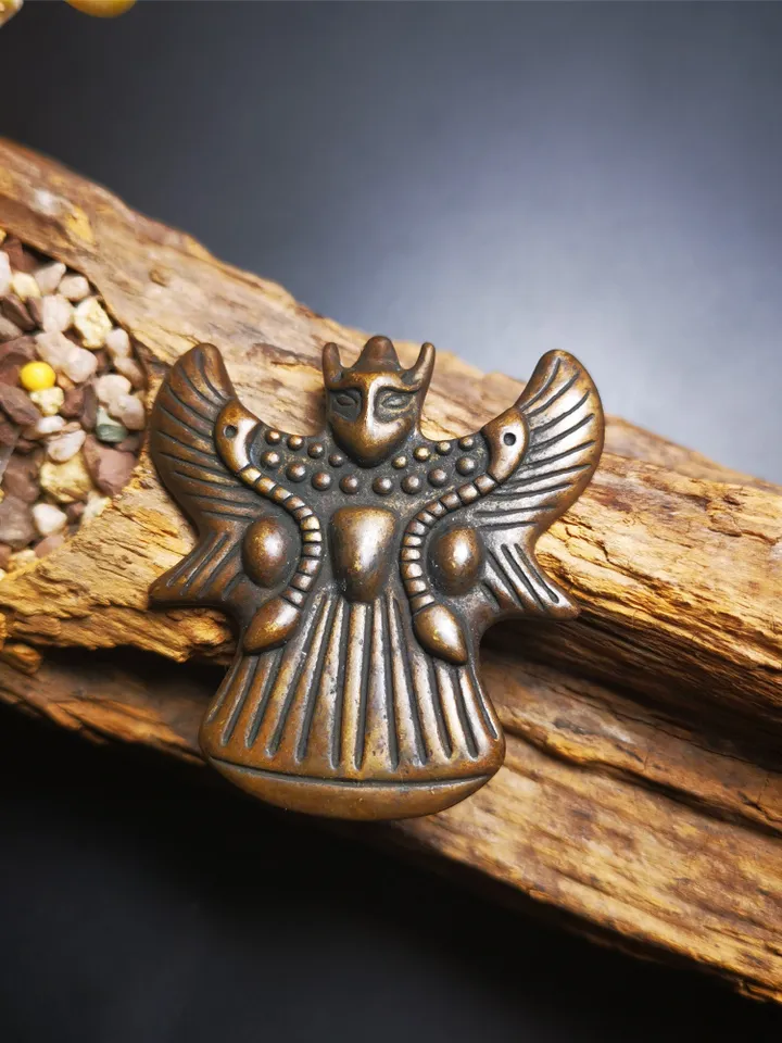 Gandhanra Antique Tibetan Buddhist Amulet,Garuda,Garula,Suparna,Golden-winged Bird Pendant,Made of Brass