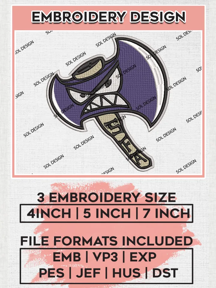 NCAA Stephen F. Austin Lumberjacks Team Axe Logo Embroidery Design Files, NCAA Stephen F Austin Lumberjacks Machine Embroidery, NCAA Teams, Game Day, 3 sizes, NCAA Machine embroidery designs, Digital Download
