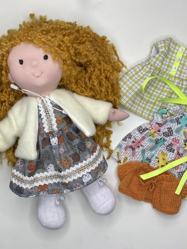 Waldorf doll ready to ship, Red hair handmade textile doll, Christmas gift for a girl, Organic eco friendly Stainer doll