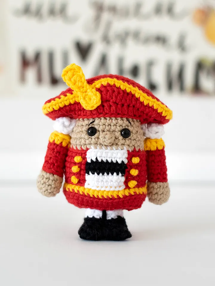 Stuffed Nutcracker Soldier toy Christmas gift idea, crochet Nutcracker figurine winter nursery and home decor