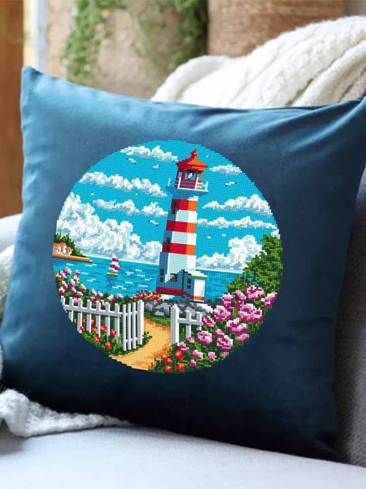 Lighthouse cross stitch pattern download PDF Nature landscape cross stitch chart Summer sea landscape pattern digital PDF Home decor #L46