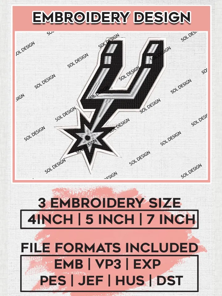 San Antonio Spurs Machine Embroidery Design Files, NBA Logo Embroidery Files, NBA San Antonio Spurs, Machine Embroidery Pattern, NBA Embroidery Designs, Digital Download