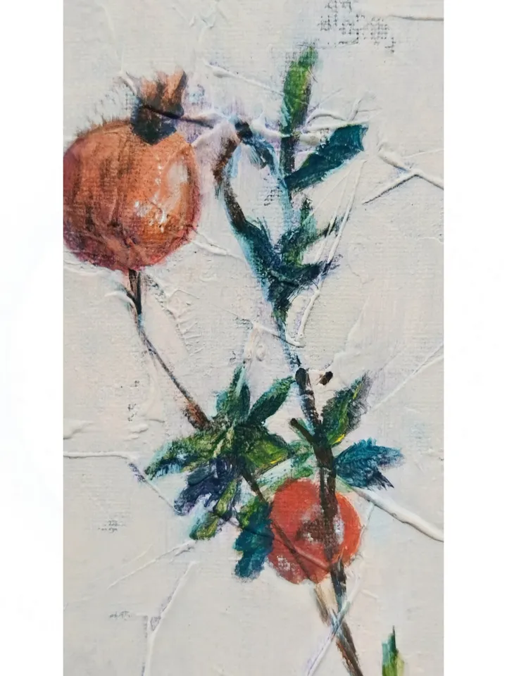 Painting with flowers with oil paints on canvas 60x40cm