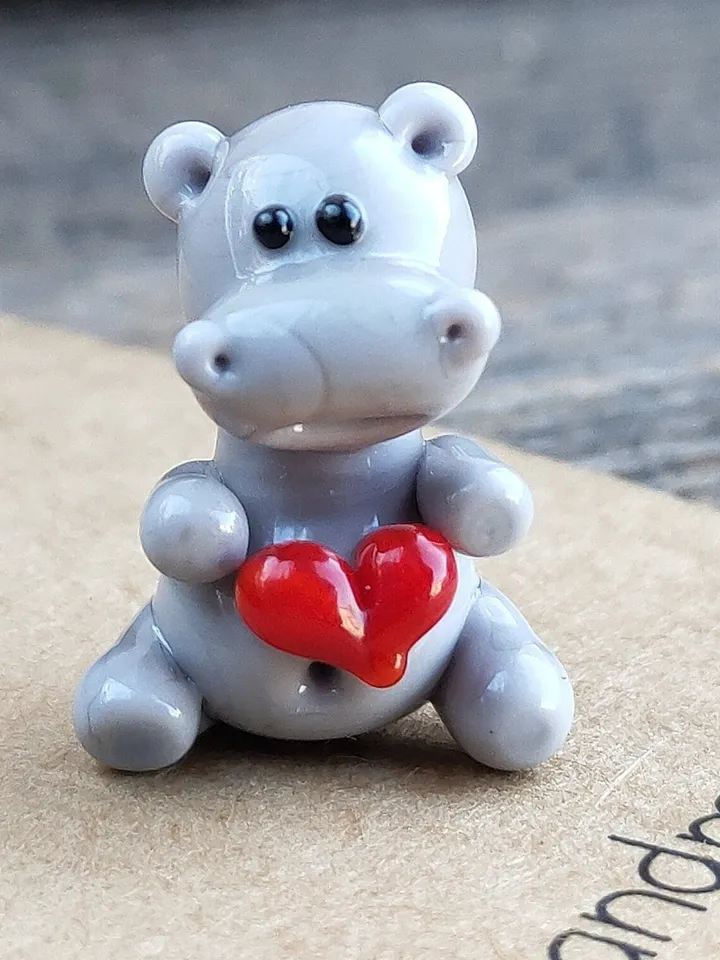 Hippo gifts Hippo ornament Hippo miniature Hippo figurine Hippo art Hippo Valentines Day Hippopotamus statues Begemoth figurine Glass hippo