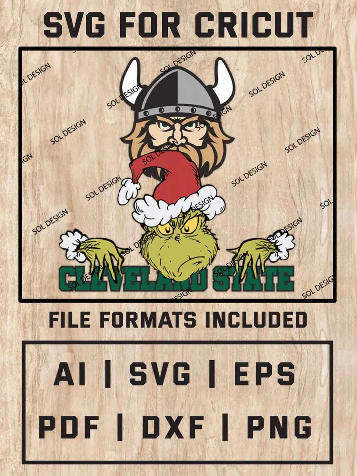 Grinch Cleveland State Vikings SVG, NCAA SVG Design, NCAA Cleveland State SVG, NCAA Cleveland State Vikings Team Cricut, Christmas Svg, Grinch svg, Digital Download