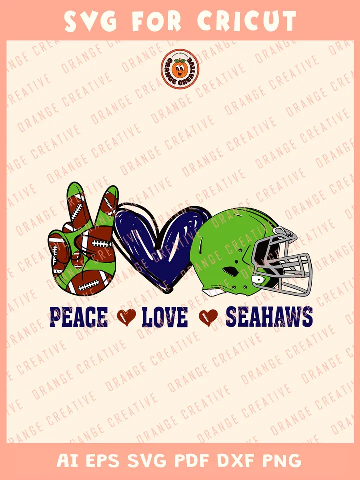 Peace Love Seahawks Svg, NFL Seattle Seahawks Team Svg, NFL Football SVG for cricut, Seahawks Team Gift For Fan, Svg Files for Cricut, Png, Dxf, Digital Download