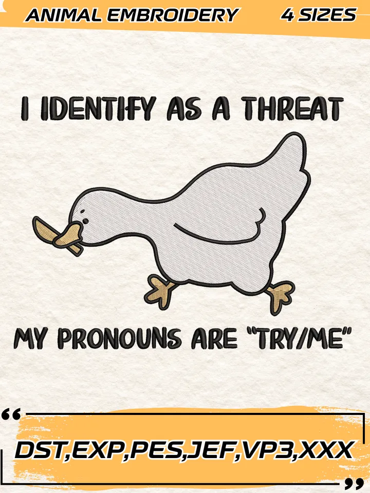 Goose Holding Knife Embroidery Design,Animal Embroidery Design, Goose Design,4 Sizes,Digital Download