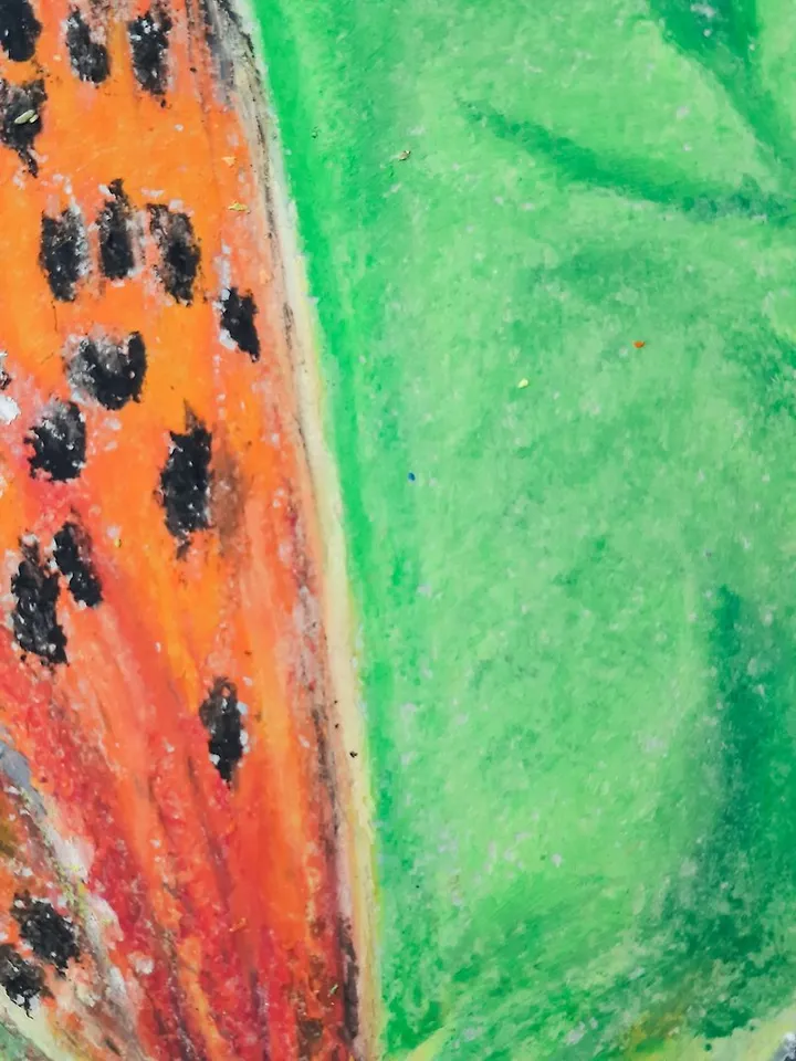 Butterfly painting Insect art Flower Original painting Oil pastel painting