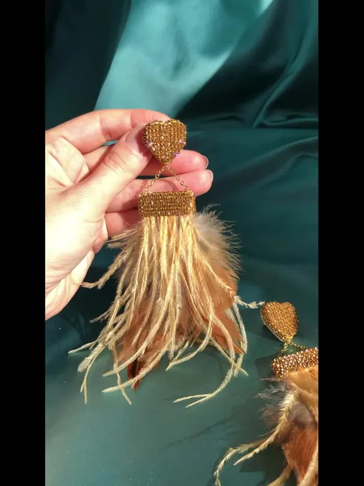 Feather and Crystal Earrings