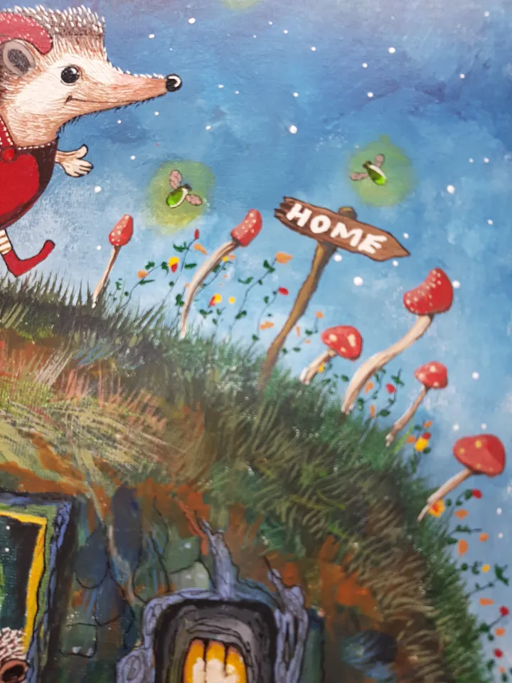 "Way Home' is original acrylic on a canvas board for children, nurses,collectors