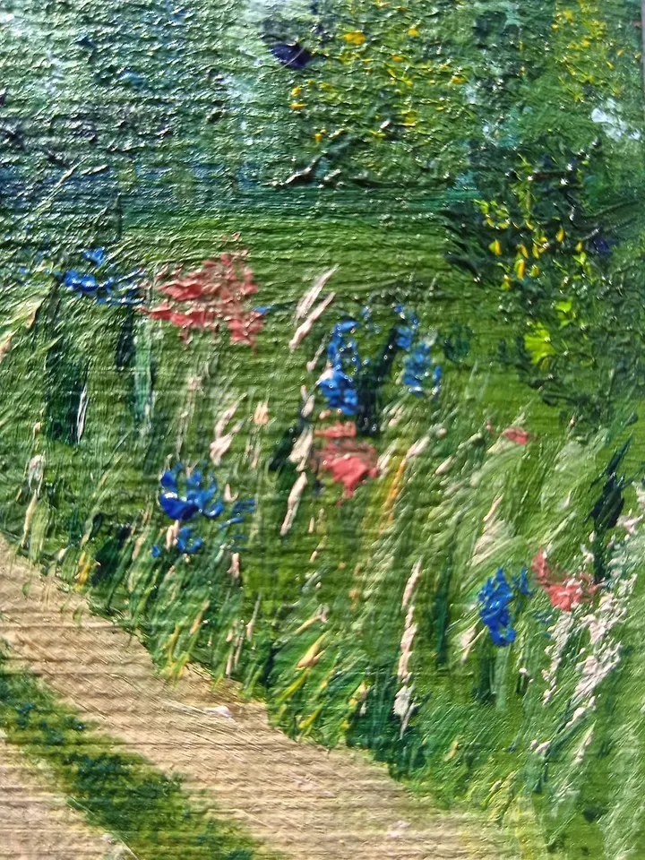 Landscape with Forest Road Miniature Original Oil Painting Dollhouse Painting