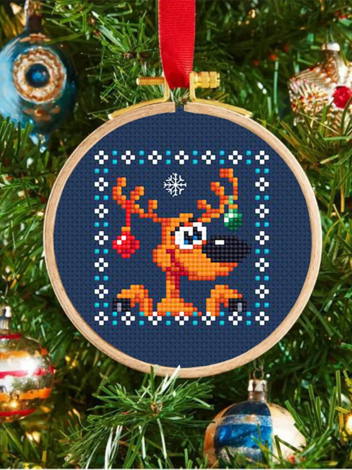 Tiny Christmas cross stitch pattern download PDF Cute christmas reindeer cross stitch chart Christmas deer embroidery PDF DIY Home decor #N4