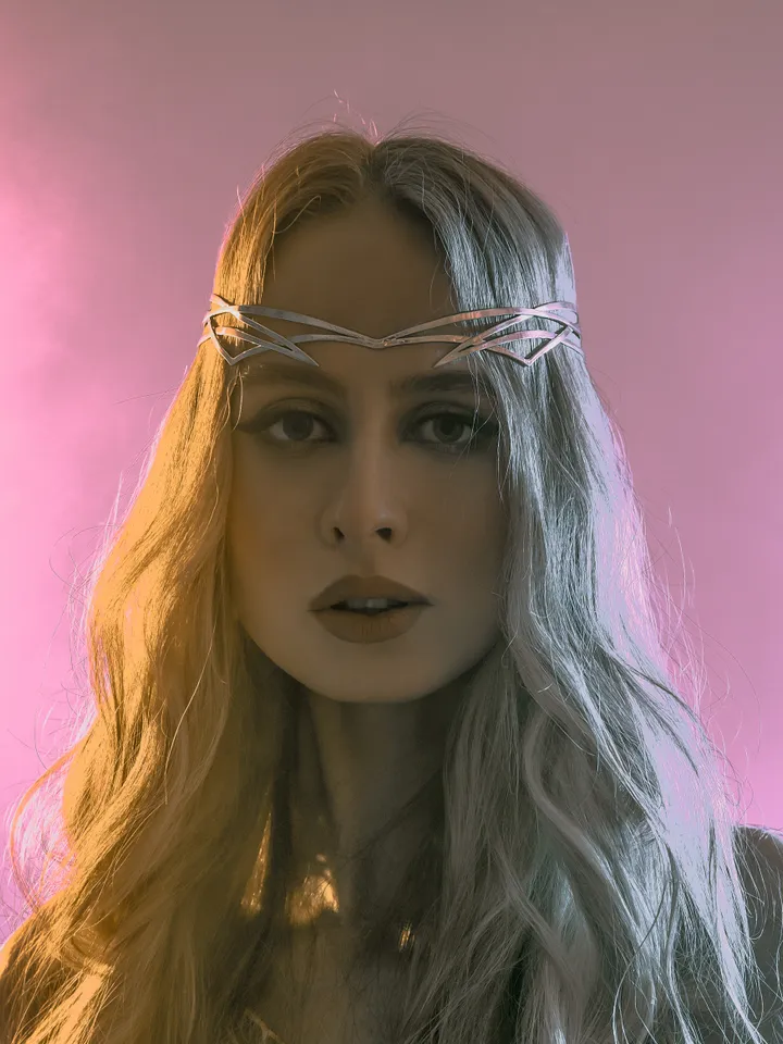Stylish futuristic fantasy tiara Silver cyberpunk Elf diadem cosmic elven Headpiece wedding Bridal circlet Tefnut