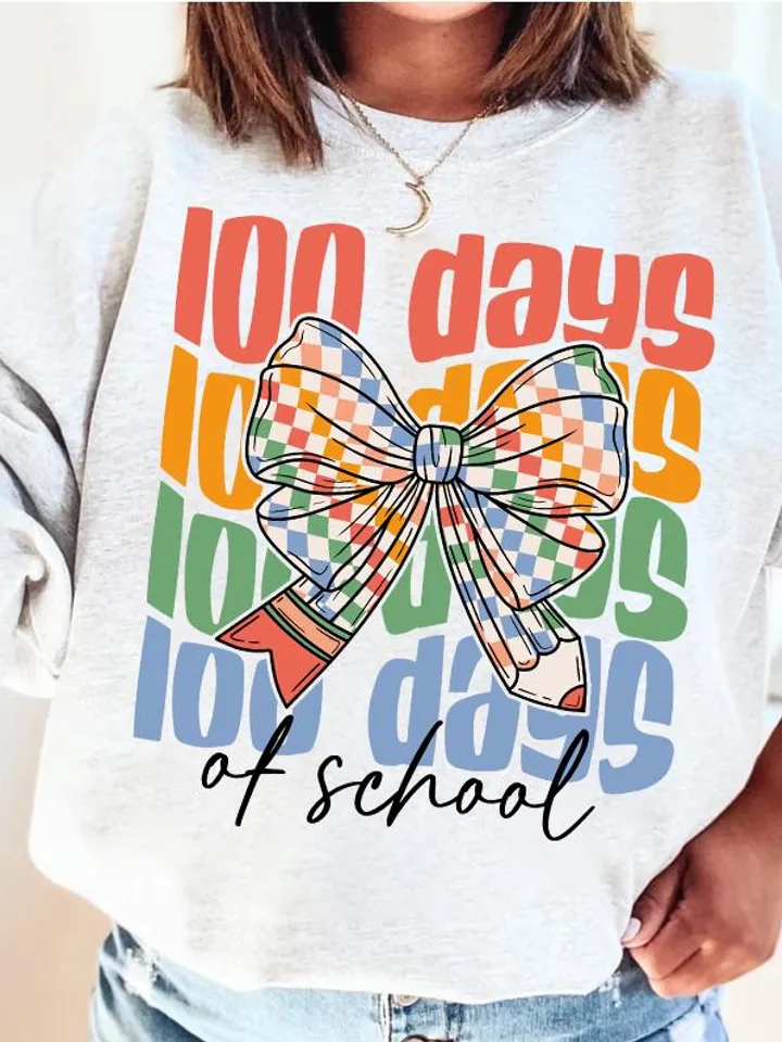 Coquette Bow 100 Days of School Png, 100 Days of School Png, Colorful Checkered Coquette Png, School Teacher Png, Teacher 100 Days Png