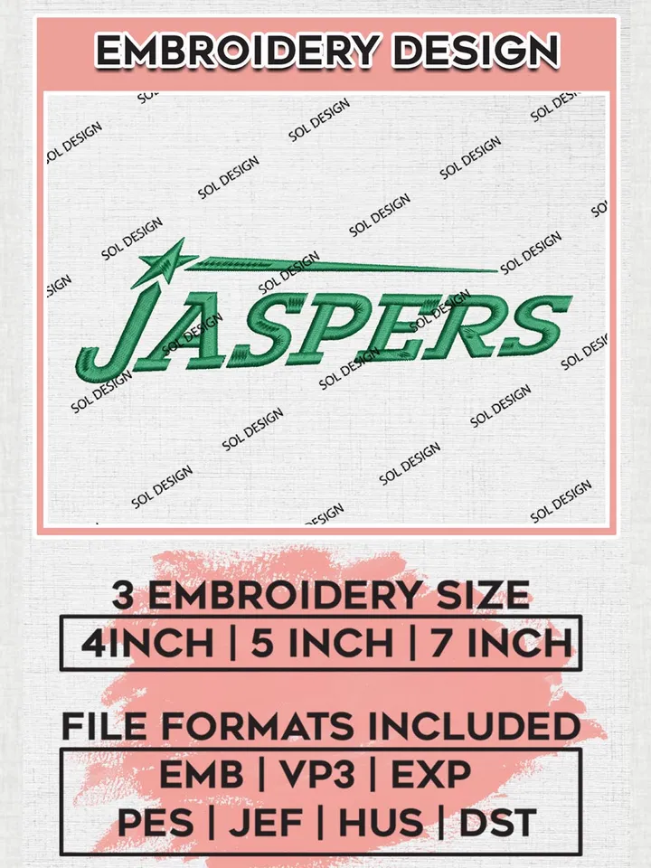 NCAA Jaspers Football Team Word Logo Embroidery Design Files, NCAA Manhattan Jaspers Machine Embroidery, NCAA Teams, Game Day, 3 sizes, NCAA Machine embroidery designs, Digital Download