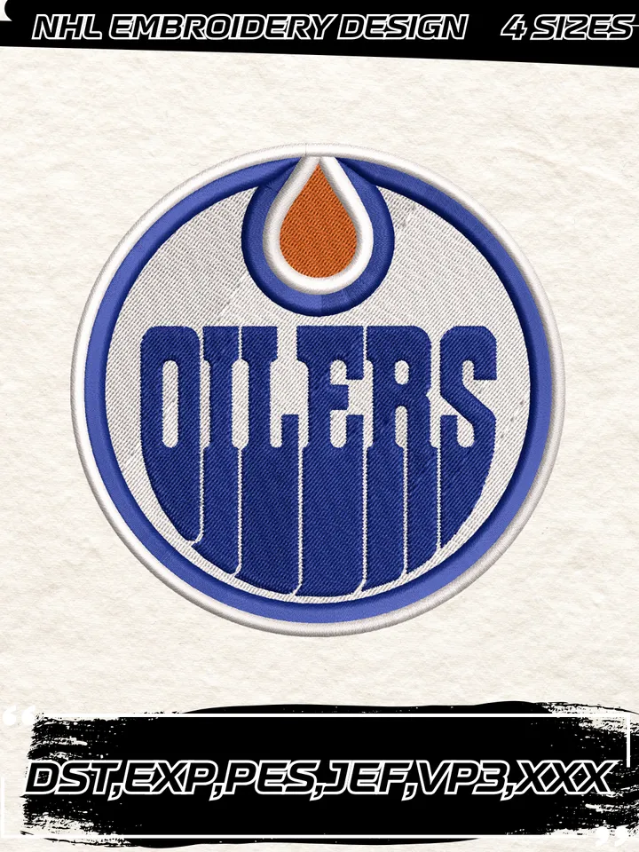 Edmonton Oilers Logos Embroidery Designs,NHL Logo Embroidery Files, Machine Embroidery Design File, 4 Sizes,Digital Download