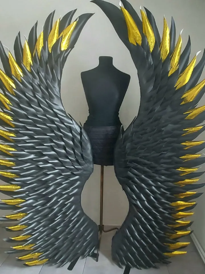 Giant wings black and gold background angel wings wedding backdrop outdoor party decor baby shower decoration, art wings