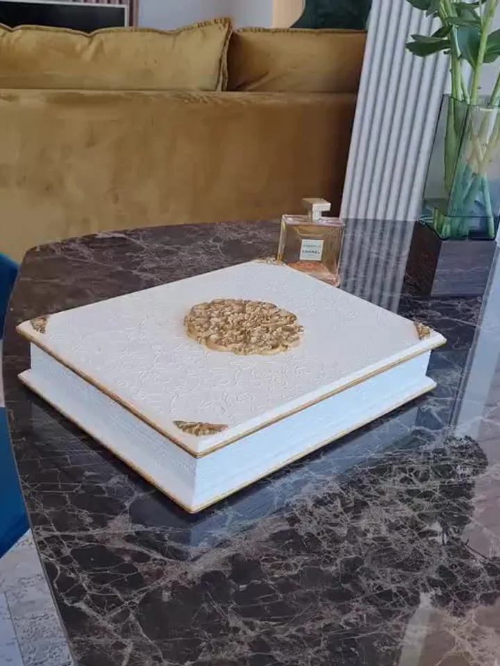 Large white jewelry organizer box Antique jewelry box for women Jewelry box wood