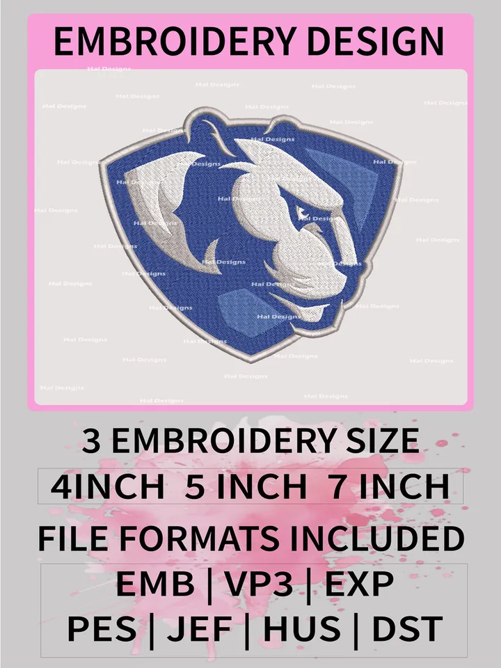 NCAA Eastern Illinois Panthers Embroidery File, 3 Sizes, 6 Formats, NCAA Machine Embroidery Design, NCAA Logo, NCAA Teams