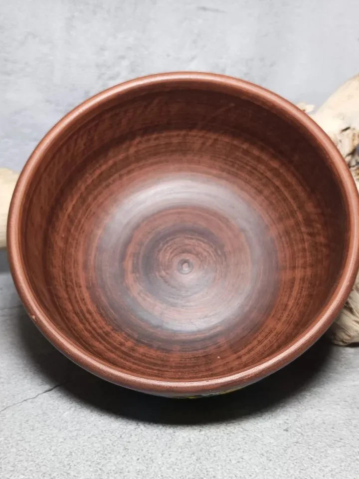 Ceramic deep bowl. Handmade from red clay, pottery clay