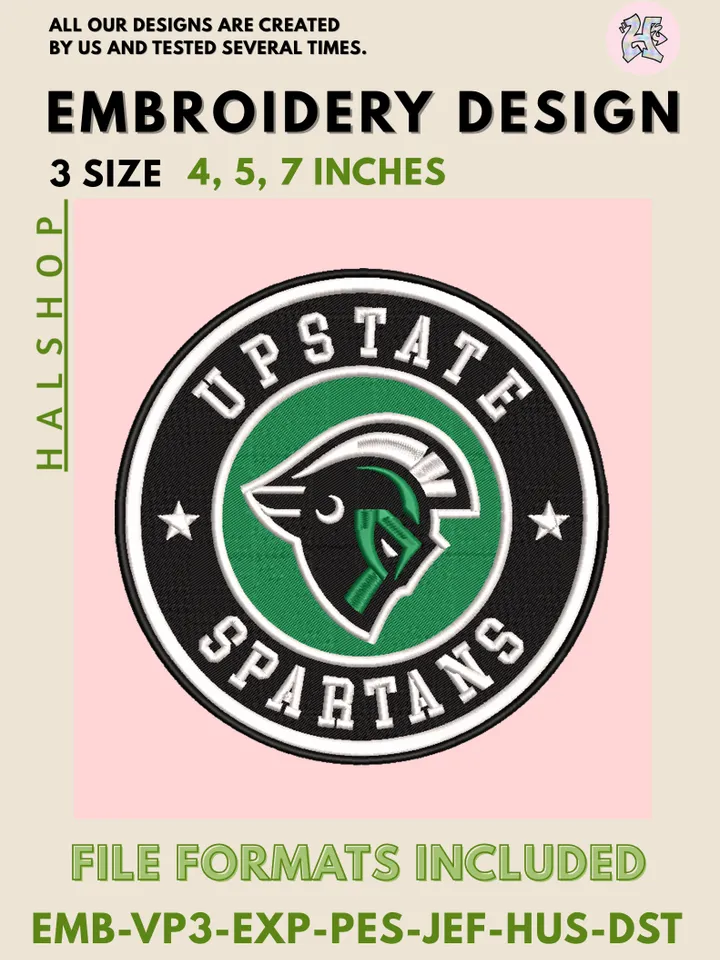 NCAA South Carolina Upstate Spartans Round Logo Embroidery, NCAA South Carolina Upstate Spartans Logo Embroidery Files, NCAA Teams, Machine Embroidery Designs, Digital Download