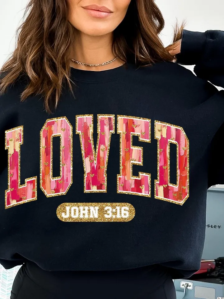 Christian Valentines Png, Loved John 3:16 Png, Bible Verse Png, XOXO Png, Brushstroke Valentine Png, Checkered Varsity Png, Digital File
