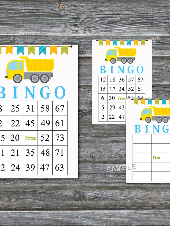 Dump truck bingo cards,Construction bingo game,Dump truck Printable bingo cards,60 Bingo Cards,INSTANT DOWNLOAD--376